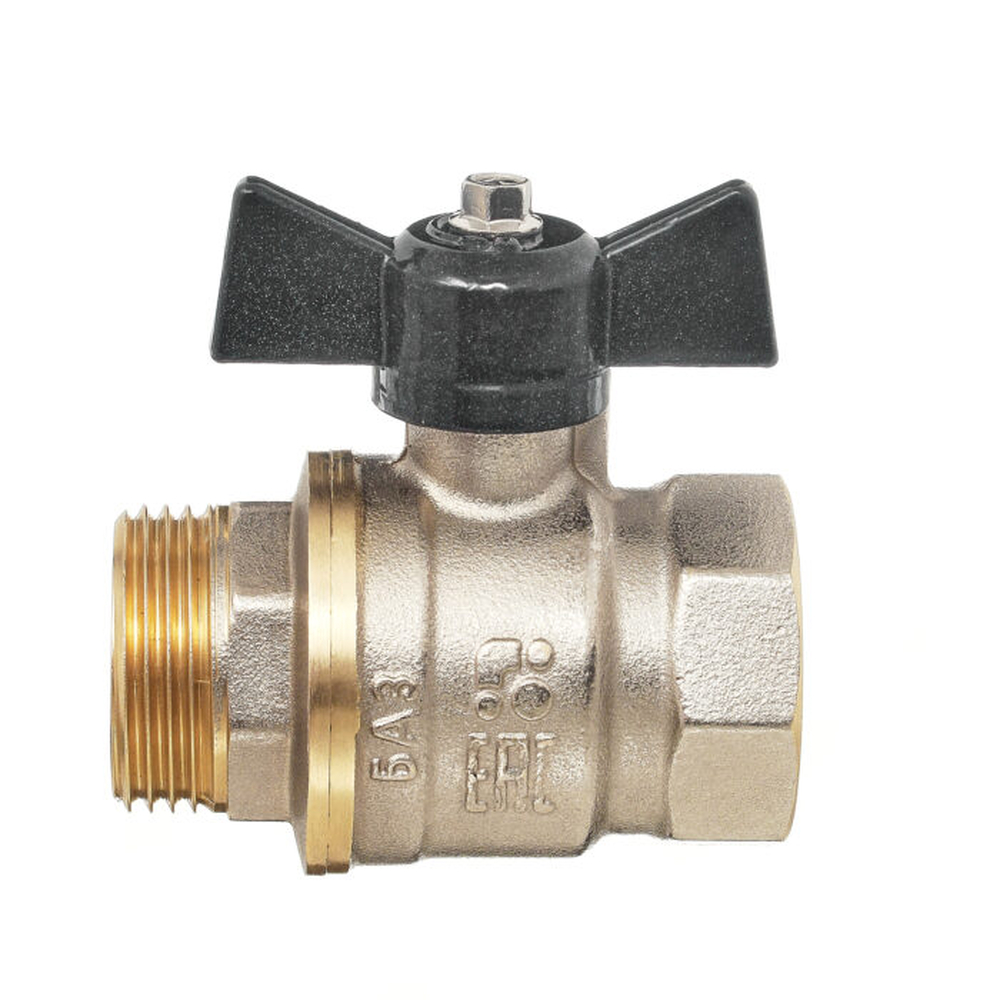 Кран вода 11Б27п1 ДУ-20 3/4 г/ш бабочка НИКЕЛЬ БОЛОГОЕ