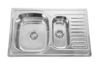  Мойка нерж врезная 78х50х165, т.0,6 1,5 ЧАШИ бол. сиф (+сифон) ЛЕВАЯ Китай   РАСПРОДАЖА !!!