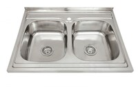 Мойка нерж 600х800х165 т.0,6 ДВОЙНАЯ (+ бол.сифон) Китай