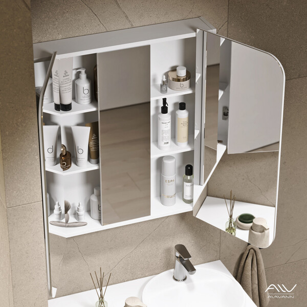 Шкаф зеркальный COSMETIC-80 белый Alavann