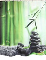 Штора д/ван "ZALEL" ФОТОПРИНТ 180х180 YGL DX-086 зелён.с кольцами ***