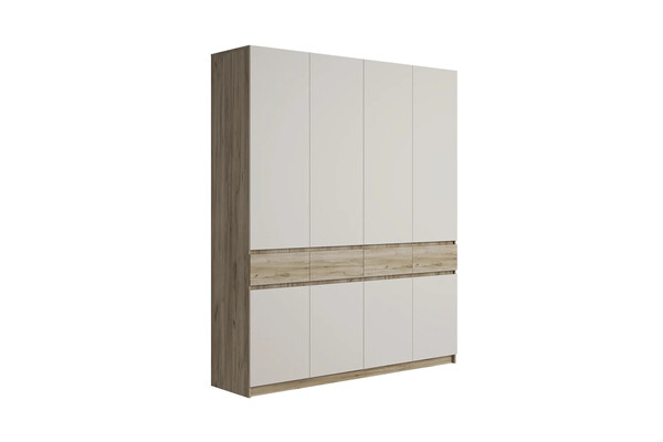 БОСТОН ШК-004 Шкаф 4-ств. ЛДСП (Комплект) Корпус - Дуб Крафт серый  Фасад ЛДСП - Кашемир 5981 BS / ЛДСП Дуб Крафт серый АВ8 153 (6 мест)