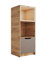 RICH Стеллаж СЖ-002 Корпус - Дуб Крафт золотой  Фасад ЛДСП - Миндаль / Глиняный серый (2 места) ЧШ222 КАТЕГОРИЯ А