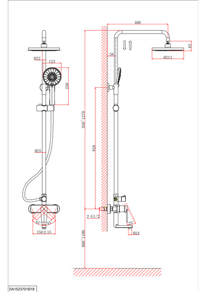 DA1523708B18 Душевая система D&K Bayern.Fürth  белый