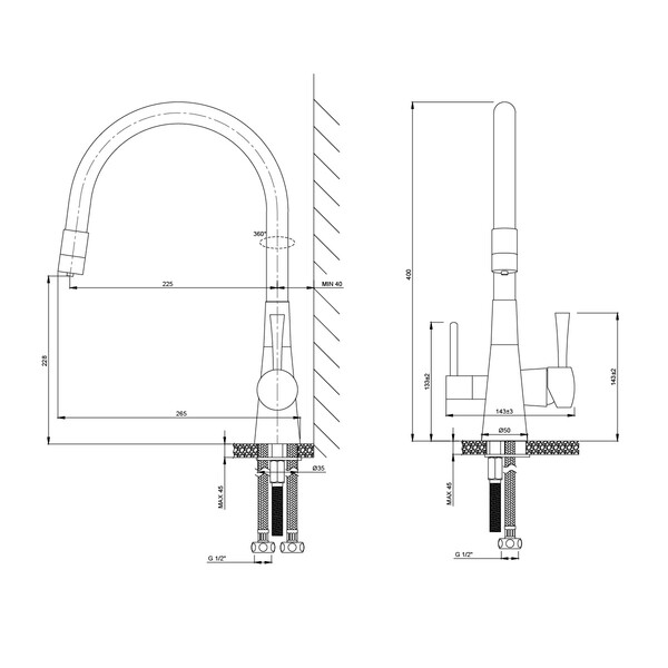 Комплект LM3075C086	: Смеситель LM3075C для кухни с гибким изливом + Фильтр для очистки жесткой воды OPTIMA LEMARK