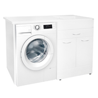 Подстолье под стиральную машину SANTREK HOME "СИТИ NEW-120" (Белый) 2 двери 1 ящик под умывальник "Magenta-1200" 1200х870х497