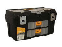 Ящик д/инструмента ГЕФЕСТ 21 метал.замки (с 2-мя конс. и секц.)черн. с желт. ("М-пластика") (М 2941) РАСПРОДАЖА!