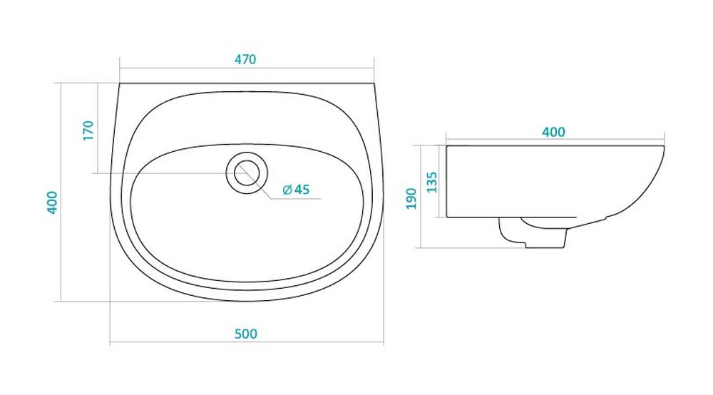 Умывальник "Анимо-50" Б/ОТВ. 1WH110493
