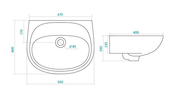 Умывальник "Анимо-50" Б/ОТВ. 1WH110493