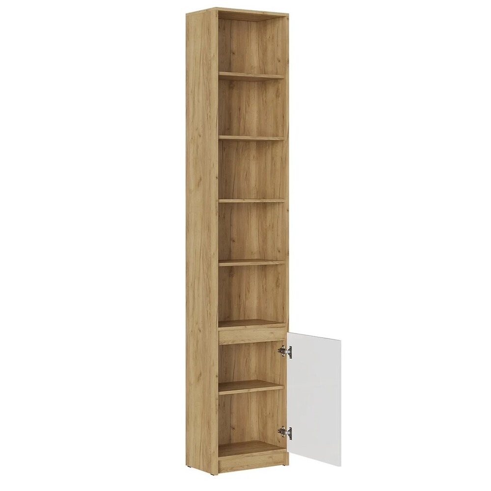 БОСТОН Стеллаж СЖ-001 МДФ (Комплект) Корпус - Дуб Крафт золотой  Фасад МДФ - глянцевая Белый (2 места) АВ8 079 КАТЕГОРИЯ А