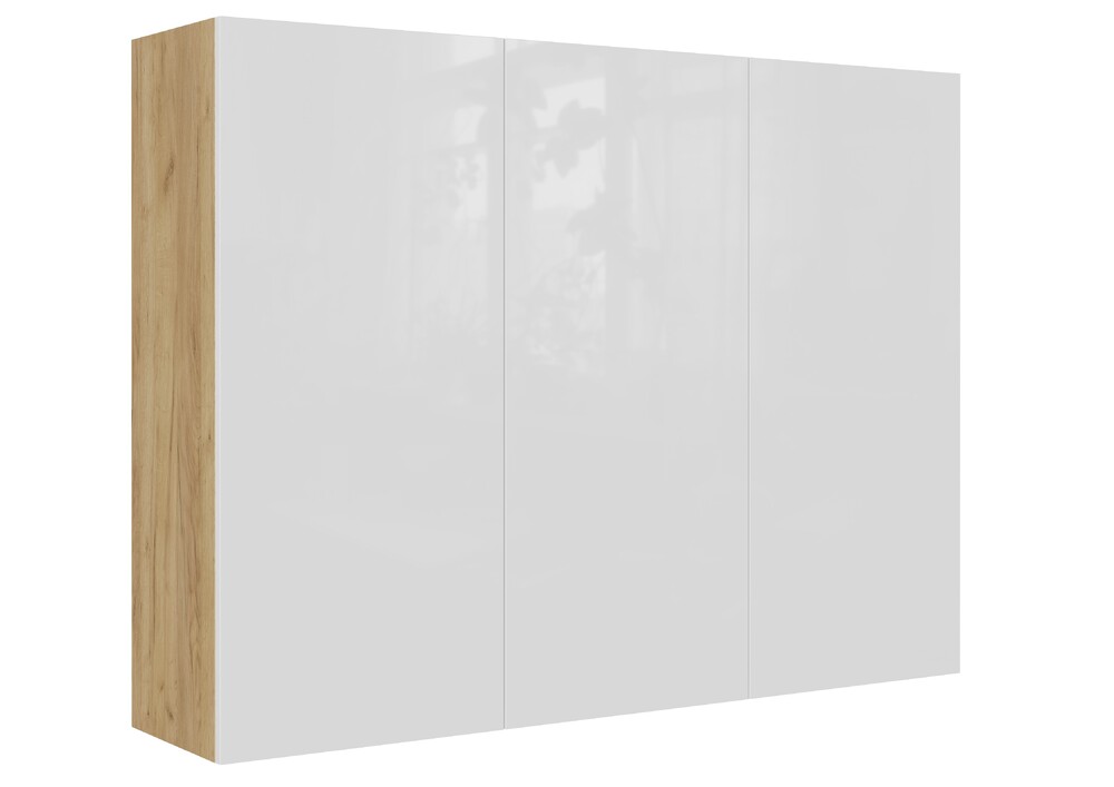 БОСТОН Шкаф навесной ШН-001 МДФ (Комплект) Корпус - Дуб Крафт золотой  Фасад МДФ - глянцевая Белый АВ8 073 КАТЕГОРИЯ А