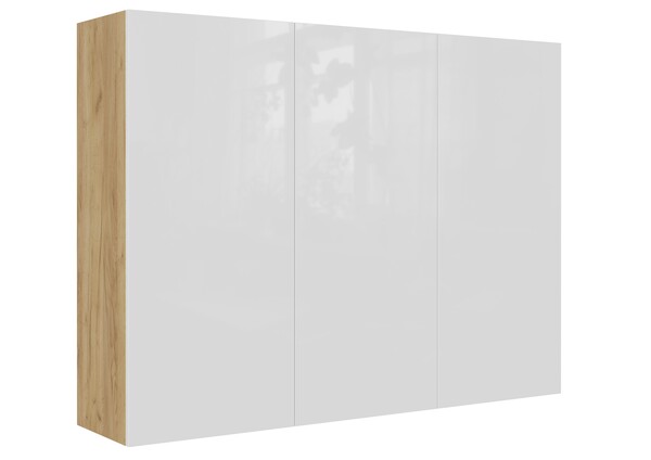 БОСТОН Шкаф навесной ШН-001 МДФ (Комплект) Корпус - Дуб Крафт золотой  Фасад МДФ - глянцевая Белый АВ8 073 КАТЕГОРИЯ А