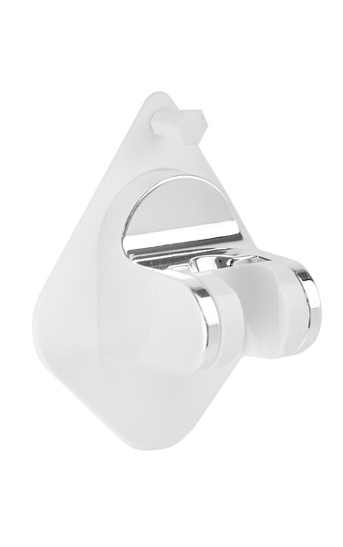 Держатель для душевой лейки SANTREK AQUA  BR104CH с крючком, белый, хром