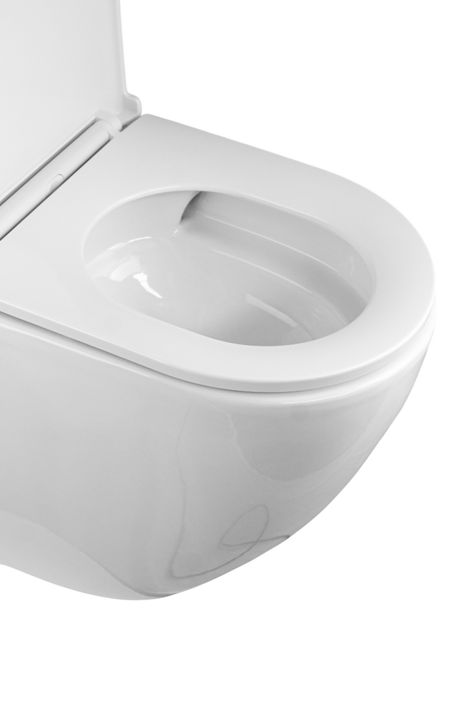 Унитаз-компакт безободковый (Торнадо) HOLLER TORNADO WEST (620*370*820мм, сиденье дюропласт с микролифтом, арматура 2-х режимная)  (2 места) белый