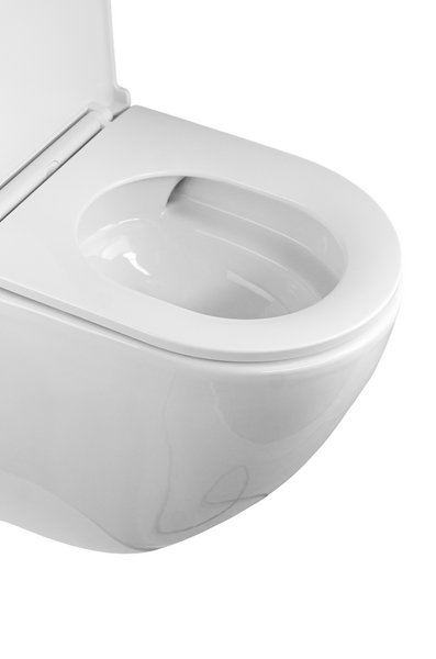 Унитаз-компакт безободковый (Торнадо) HOLLER TORNADO WEST (620*370*820мм, сиденье дюропласт с микролифтом, арматура 2-х режимная)  (2 места) белый