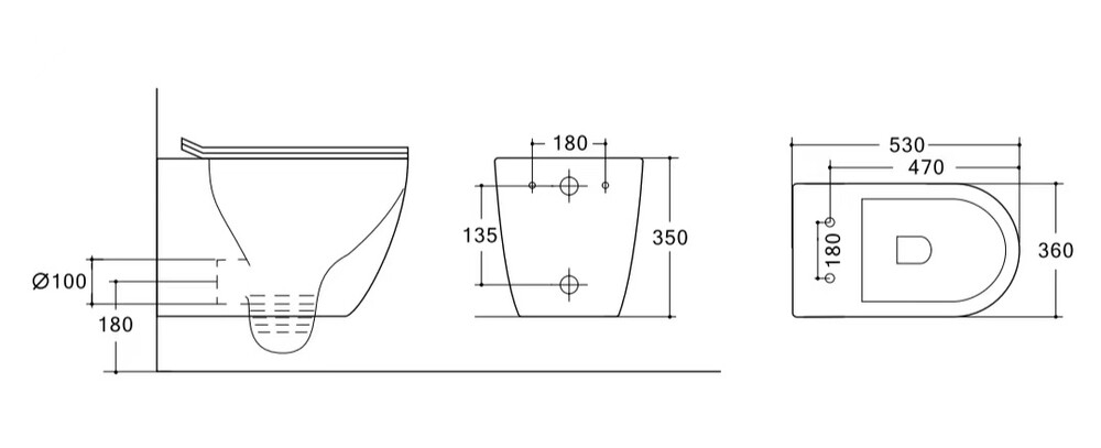 Унитаз подвесной безободковый (Торнадо) HOLLER NEXT (530*360*350мм, сиденье дюропласт, микролифт) белый