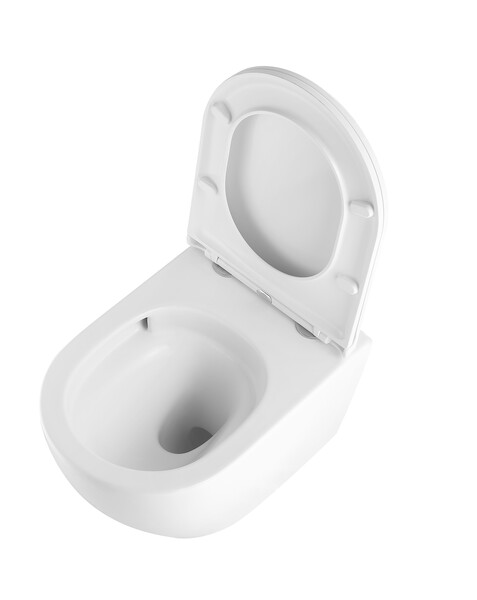 Унитаз подвесной безободковый (Торнадо) HOLLER NEXT (530*360*350мм, сиденье дюропласт, микролифт) белый