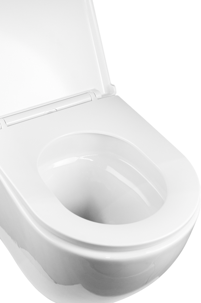 Унитаз подвесной безободковый (Торнадо) HOLLER NEXT (530*360*350мм, сиденье дюропласт, микролифт) белый