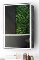 Зеркало-шкаф SANTREK HOME с LED подсветкой "ВИРДЖИНИЯ ФЛИП" евро 600х800мм камень серый