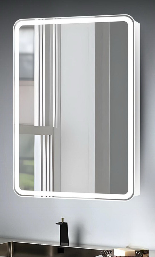 Зеркало-шкаф SANTREK HOME с LED подсветкой "МОНАКО ФЛИП" евро 500х800мм белый