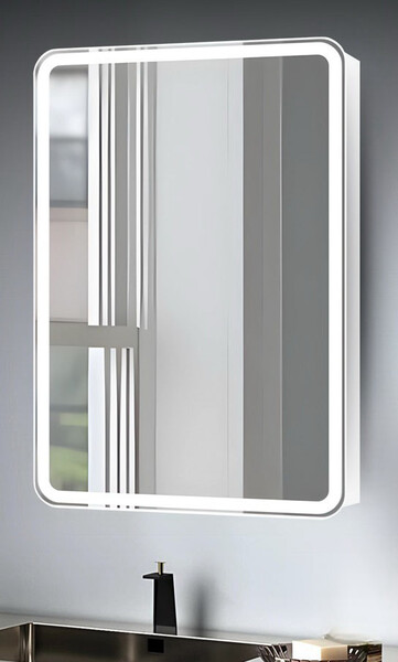 Зеркало-шкаф SANTREK HOME с LED подсветкой "МОНАКО ФЛИП" евро 500х800мм белый