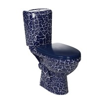 Унитаз-компакт Rosa "ДОН" Кракелюр Синий, 2-х режимная арматура, косой выпуск, высота от пола до сиденья 450 мм!!! (г.Киров)