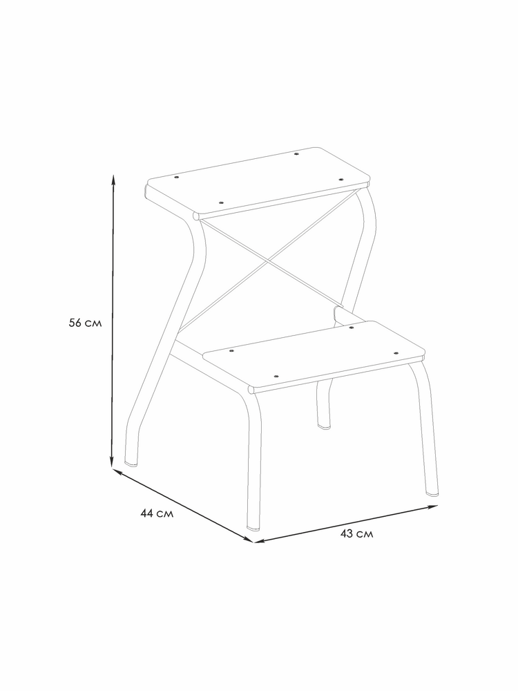 Табурет-стремянка "Конёк" МЕТАЛЛ/ДЕРЕВО (коричневый) 43х44х56 см (ТС 277  КОР) ЗМИ