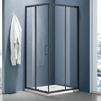 Душевое ограждение SANTREK AQUA Lea-CR-1000*900-C-Matt Black 1000*900*1850 Г-обр. стекло Прозр 5мм, профиль Чёрный 