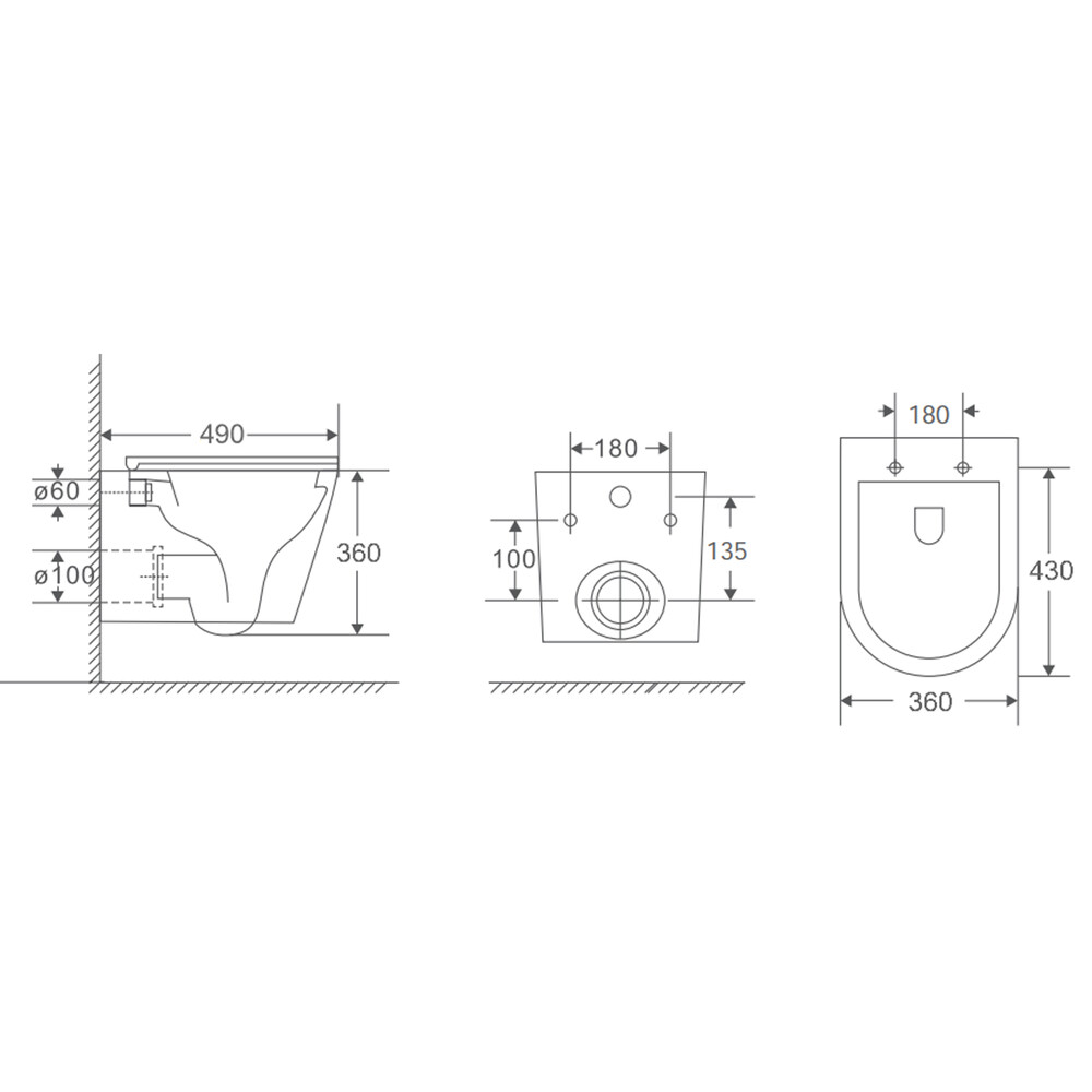 Унитаз подвесной безободковый HOLLER SHELL T (490*360*360мм, сиденье дюропласт, микролифт) белый