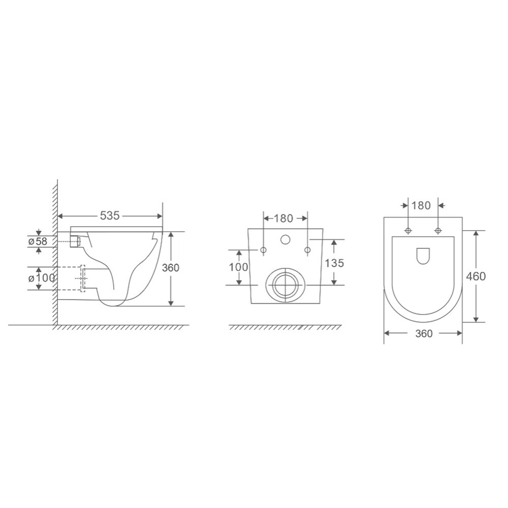    Унитаз подвесной безободковый HOLLER WALL T (535*360*360мм, сиденье дюропласт, микролифт) белый   СУПЕРЦЕНА !!!