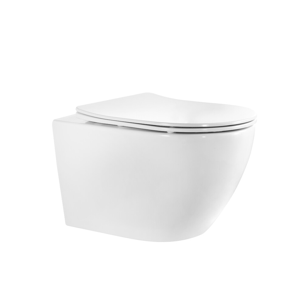    Унитаз подвесной безободковый HOLLER WALL T (535*360*360мм, сиденье дюропласт, микролифт) белый   СУПЕРЦЕНА !!!