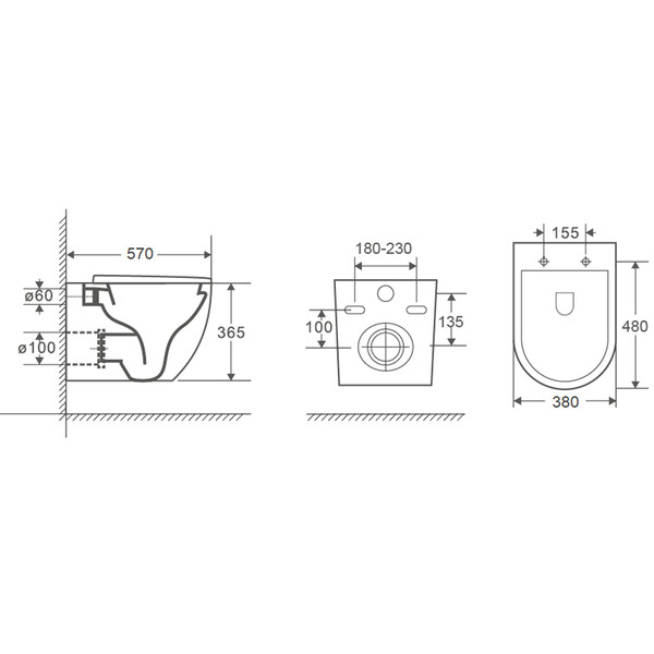  Унитаз подвесной безободковый HOLLER PROMO (570*380*365мм, сиденье дюропласт, микролифт) белый