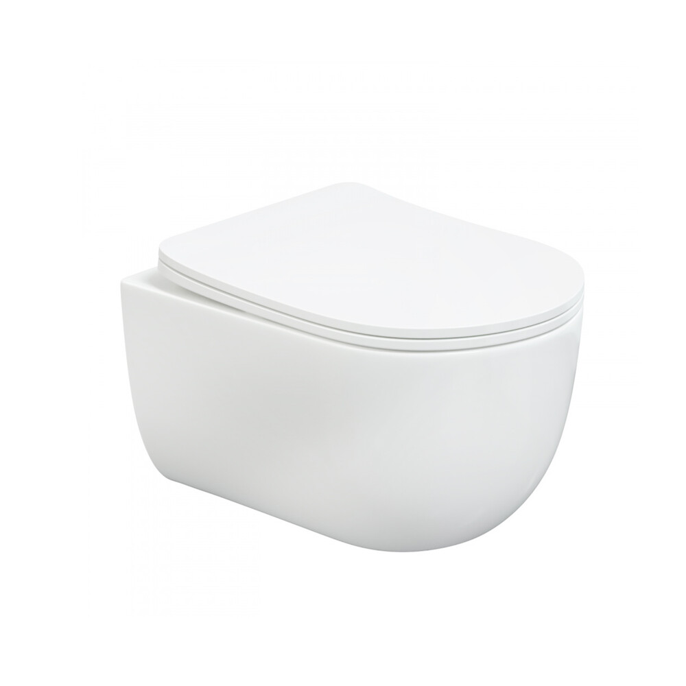  Унитаз подвесной безободковый HOLLER GREAT (525*360*340мм, сиденье дюропласт, микролифт) белый