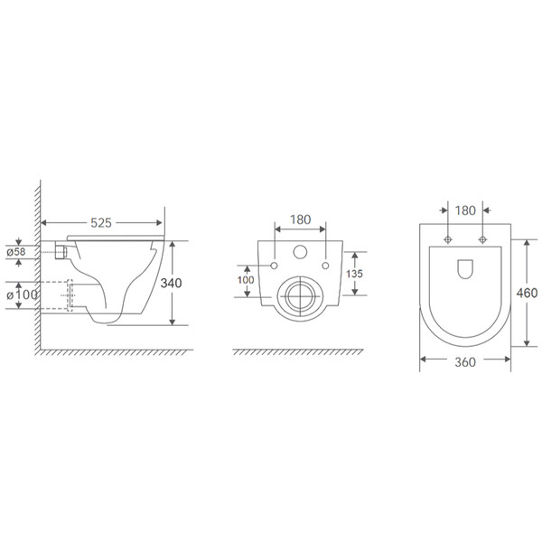 Унитаз подвесной безободковый HOLLER GREAT (525*360*340мм, сиденье дюропласт, микролифт) белый