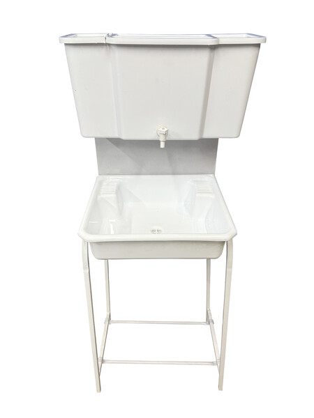 Умывальник уличный Водолей без ЭВН ПЛАСТ. БАЧОК (пластмас. мойка 40*50,V-бака 17л.) БЕЛЫЙ, кран пластик