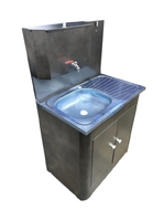 Умывальник 2-х дверный без ЭВН (тумба, нерж. мойка 50*80,V-бака 17л.) серебро, кран силумин