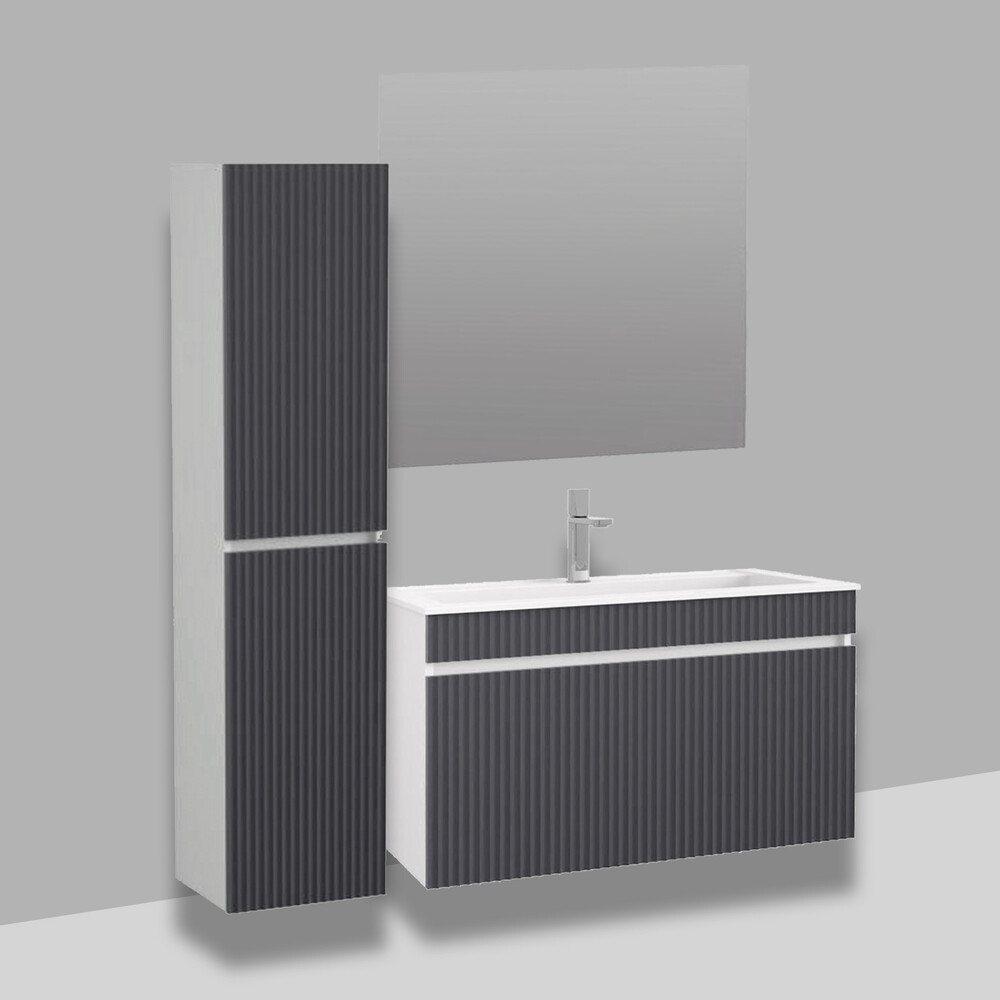 Пенал подвесной SANTREK HOME "Модена-35" (Графит матовый) 2 двери Правый 350х1500х300*