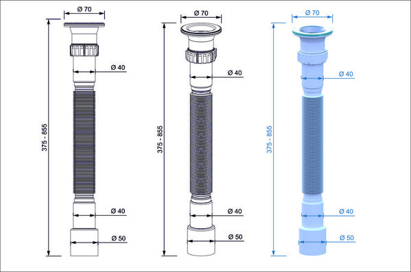 GS3080 Гофросифон для моек 1 1/2*40-40/50 (800мм.) ИНКОПЛАСТ