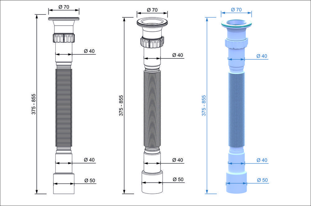 GS7080 Гофросифон для умыв. 1 1/2*40-40/50 (800мм.) ИНКОПЛАСТ