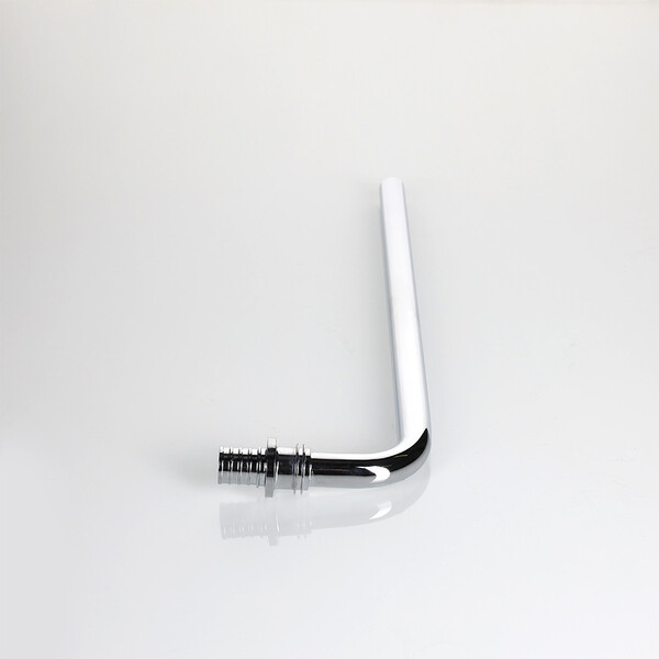 Угловой аксиальный фитинг VALTEC, с хромированной латунной трубкой с плавным поворотом короткий 20(2,8)х15 L 300 мм VTm.481.PC.002015