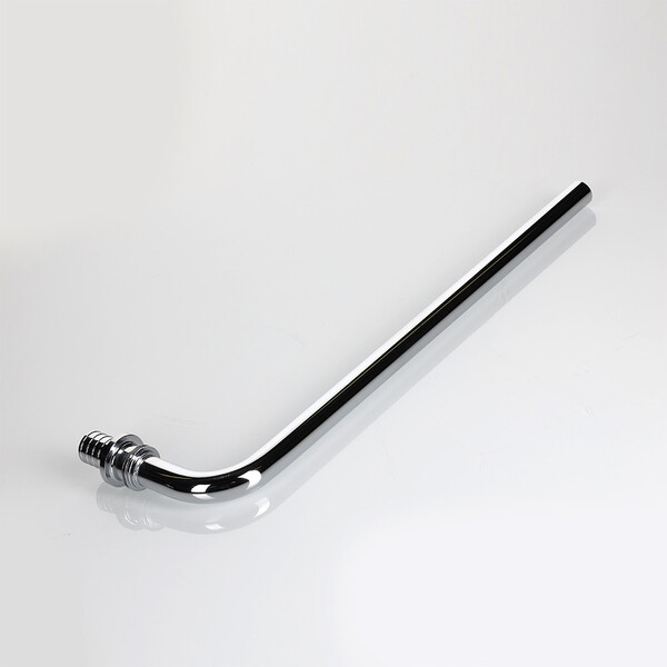 Угловой аксиальный фитинг VALTEC, с хромированной латунной трубкой с плавным поворотом короткий 20(2,8)х15 L 300 мм VTm.481.PC.002015