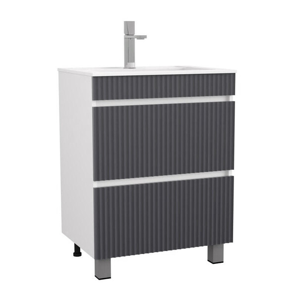 Подстолье SANTREK HOME "Модена-60" (Графит матовый) 2 ящика под умывальник "Paola Torino 60" 600х800х448