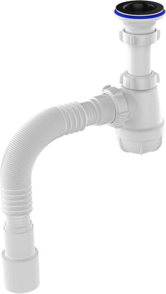 S1082-35-MR Сифон для умывальника 1 1/4"х40 с чёрн. мет.реш. Aquant с гибкой трубой 40х40/50