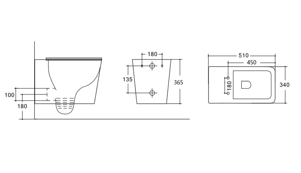  Унитаз подвесной безободковый (Торнадо) HOLLER SLOPE (510*340*365мм, сиденье дюропласт, микролифт) белый