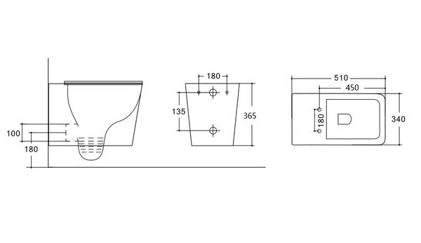  Унитаз подвесной безободковый (Торнадо) HOLLER SLOPE (510*340*365мм, сиденье дюропласт, микролифт) белый