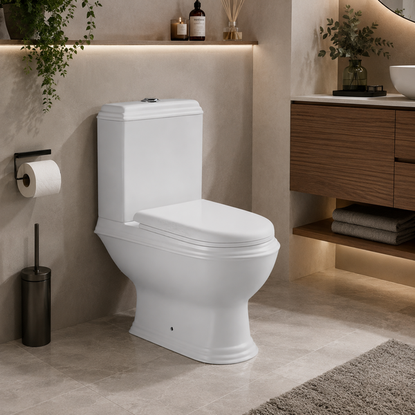 Унитаз-компакт HOLLER CLASSIC (650*375*810мм, сиденье ТЕРМОПЛАСТ, арматура 2-х режимная)  (2 места) белый