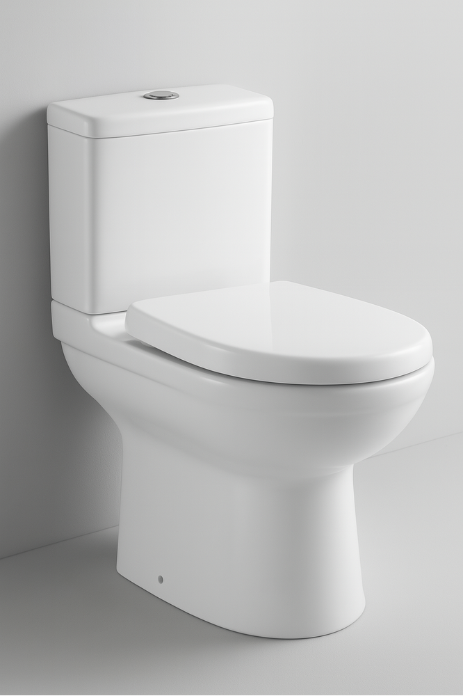 Унитаз-компакт HOLLER COMBO (615*360*750мм, сиденье ТЕРМОПЛАСТ, арматура 2-х режимная) (2 места) белый