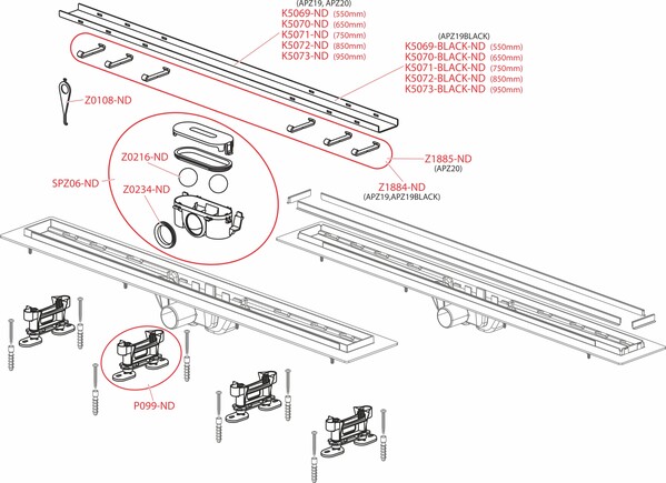Водоотводящий желоб ALCAPLAST с двусторонней решеткой (подходит под кладку плитки) APZ19-750  Чехия  НОВИНКА!!!