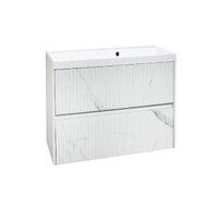 Подстолье SANTREK HOME "АДЕЛАИДА Лофт-60" ПОДВЕСНОЕ, 2 ящика  бел. мрамор/белый под ум. "Paola Alba 600" 595х550х445