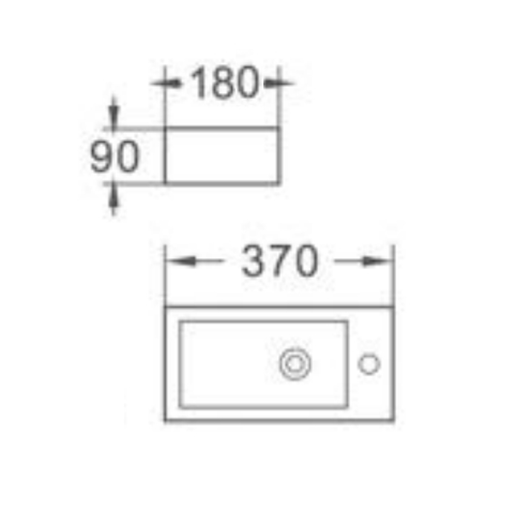 Раковина подвесная HOLLER K-6325B (370*180*90мм), белая (+ крепеж)
